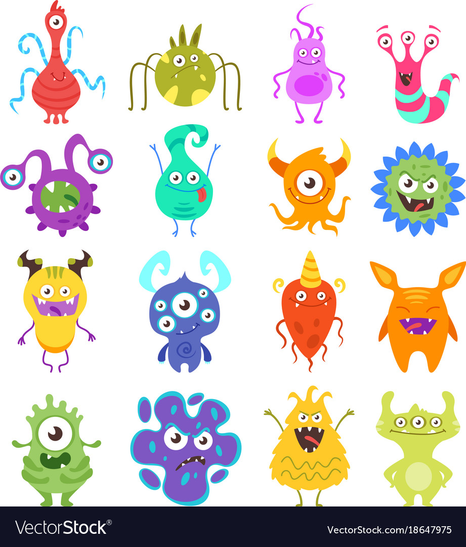 Set of colorful funny bacteria Royalty Free Vector Image