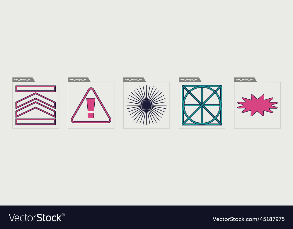 Set of y2k large retro objects vector image Set of y2k large retro objects