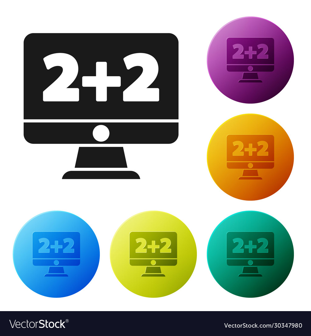 Black math system equation solution on computer vector image Black math system equation solution on computer