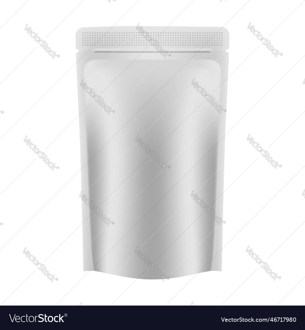 Blank vacuum stand up pouch isolated on white