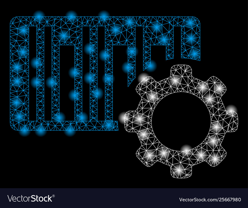 Bright mesh wire frame bar code settings vector image Bright mesh wire frame bar code settings