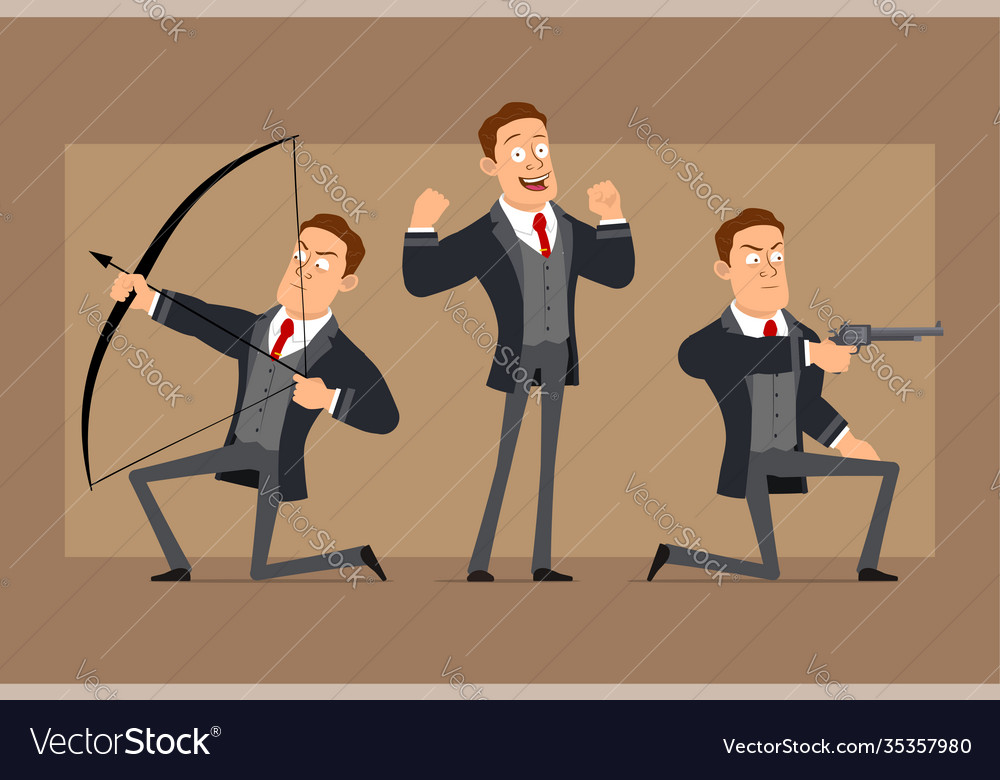 Cartoon flat business man character set Vector Image Cartoon flat business man character set