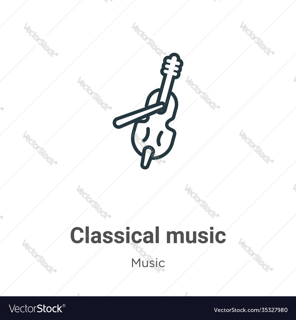 Classical music outline icon thin line black