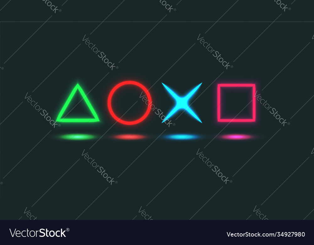 Computer game horizontal background glowing neon vector image Computer game horizontal background glowing neon