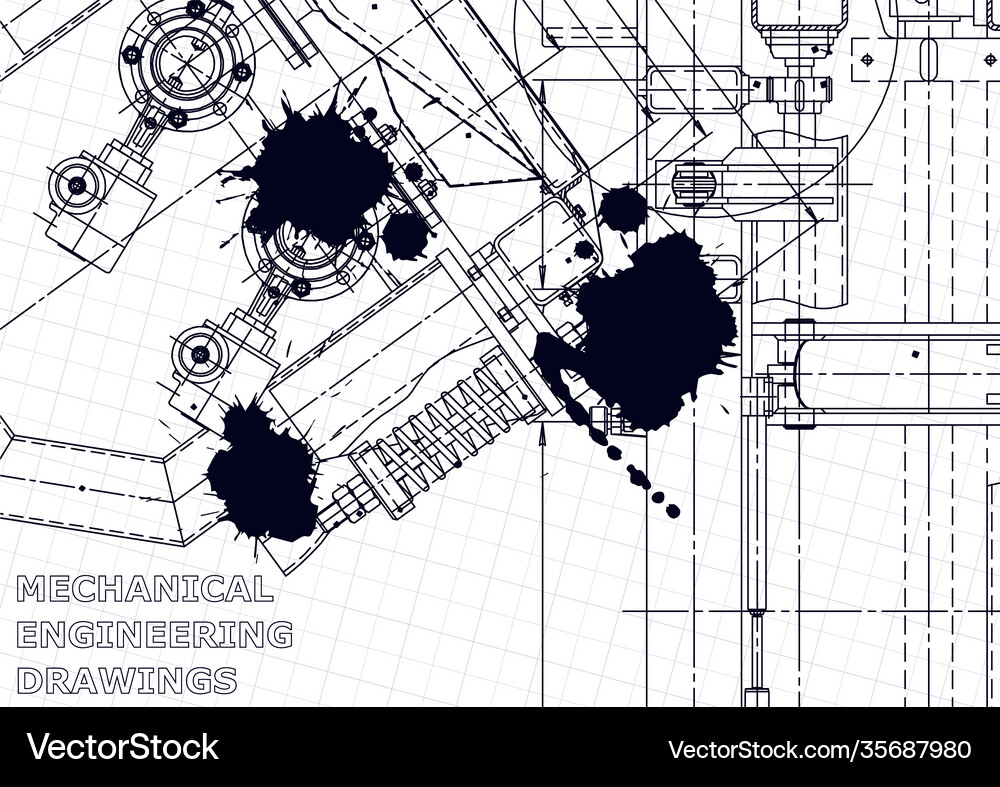 Engineering mechanical drawing Royalty Free Vector Image