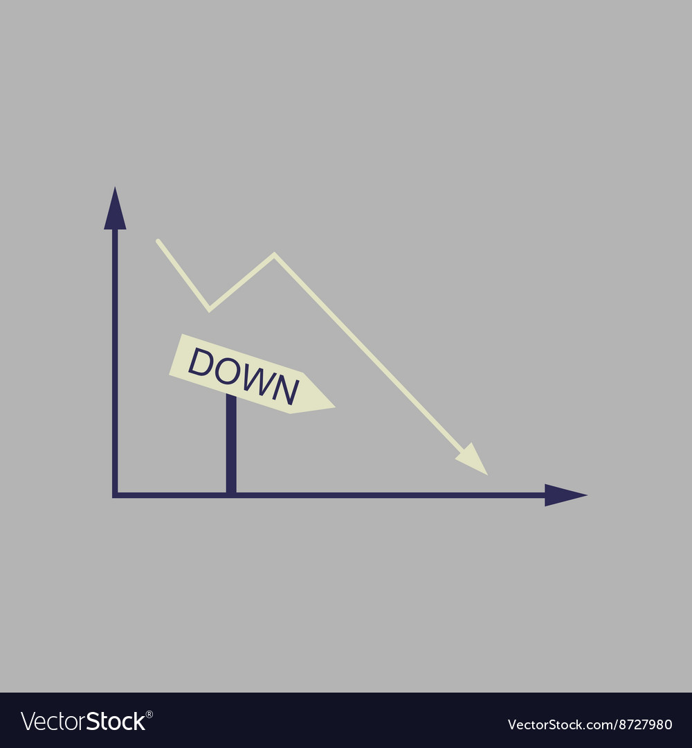 Flat web icon on stylish background falling graph