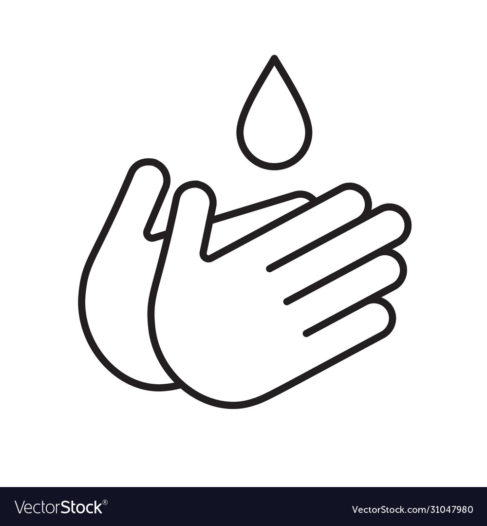 Hand and water drop line icon outline sign Vector Image