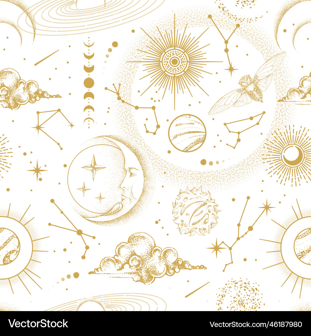 Magic witchcraft astrology seamless pattern Vector Image