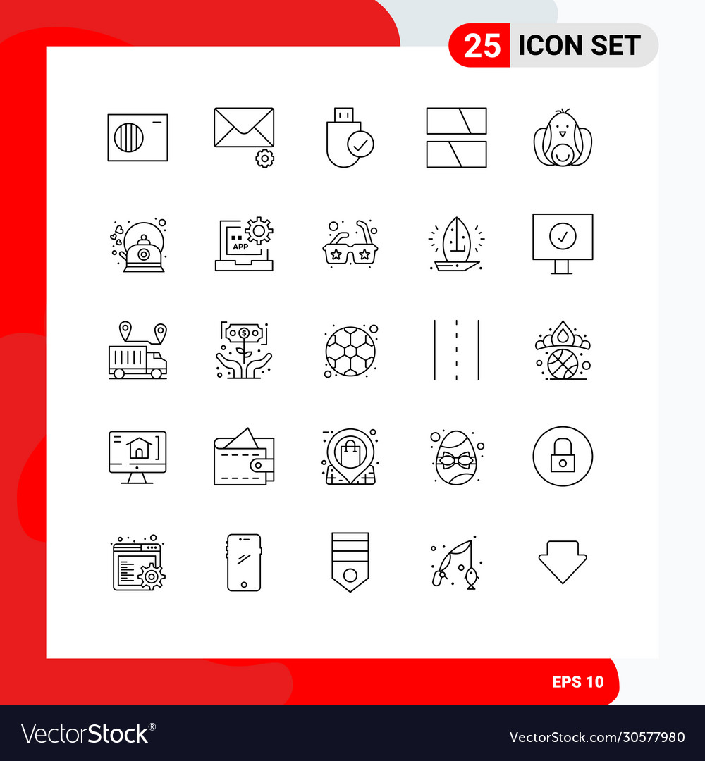 Pictograph set 25 simple lines robbit