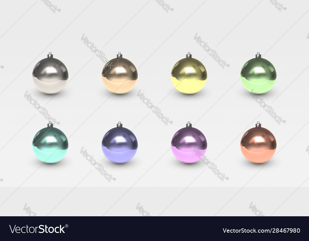 Realistic christmas balls colorful glass xmas