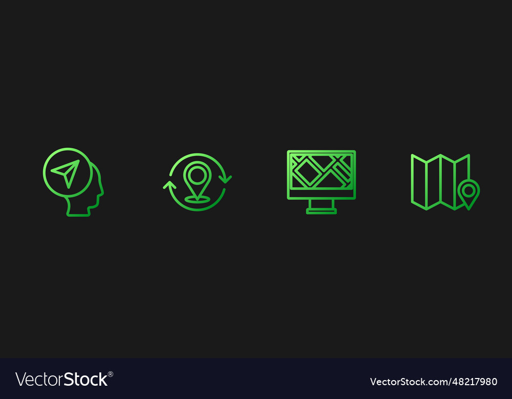 Set line monitor with map location marker vector image Set line monitor with map location marker