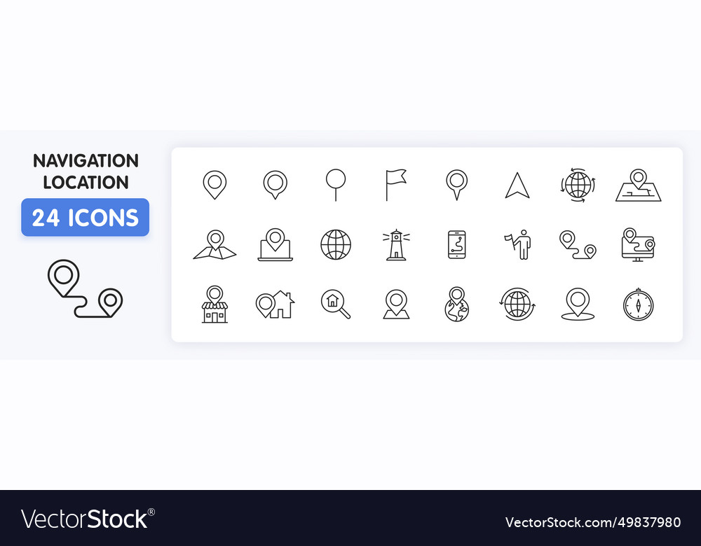 Set of 24 navigation and location web icons Vector Image Set of 24 navigation and location web icons