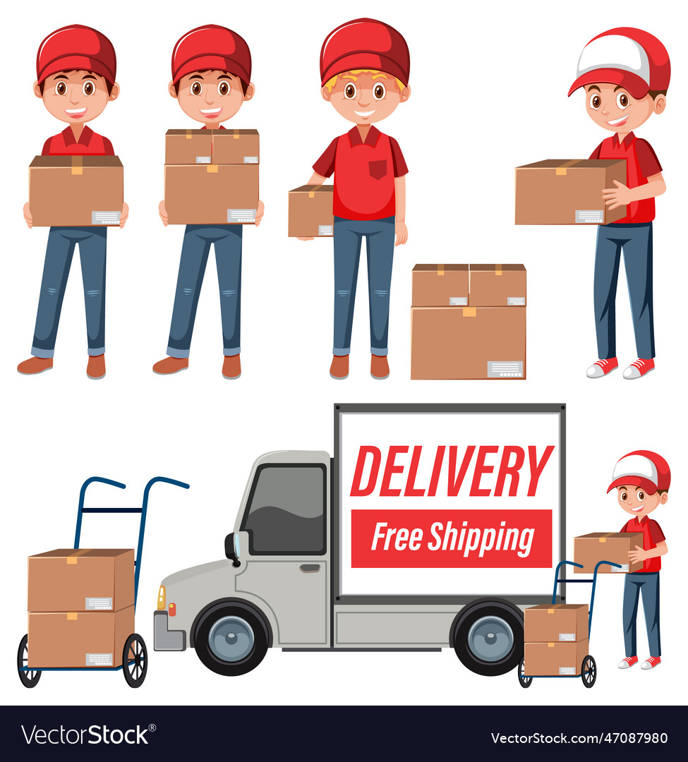 Set of delivery element Vector Image Set of delivery element