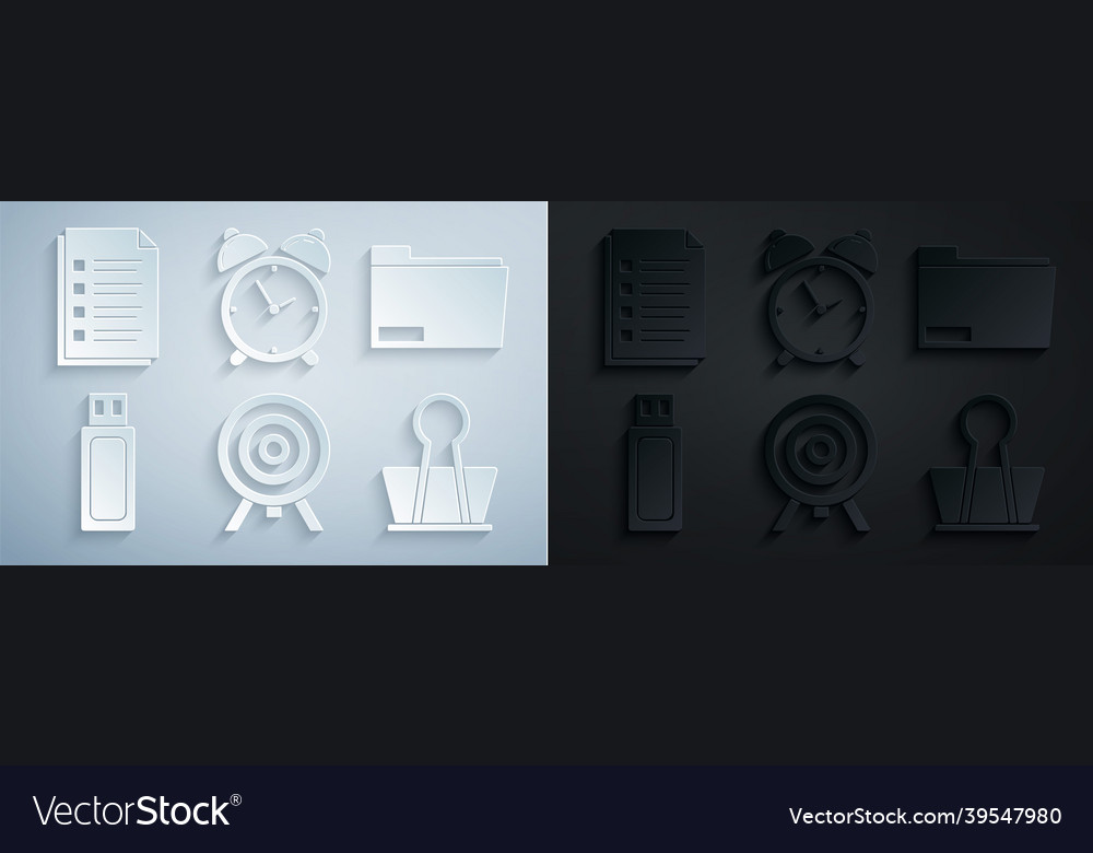 Set target document folder usb flash drive vector image Set target document folder usb flash drive