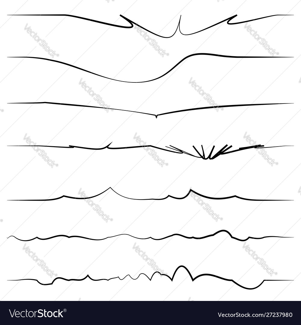 Wavy billow zigzag line element set lines vector image Wavy billow zigzag line element set lines