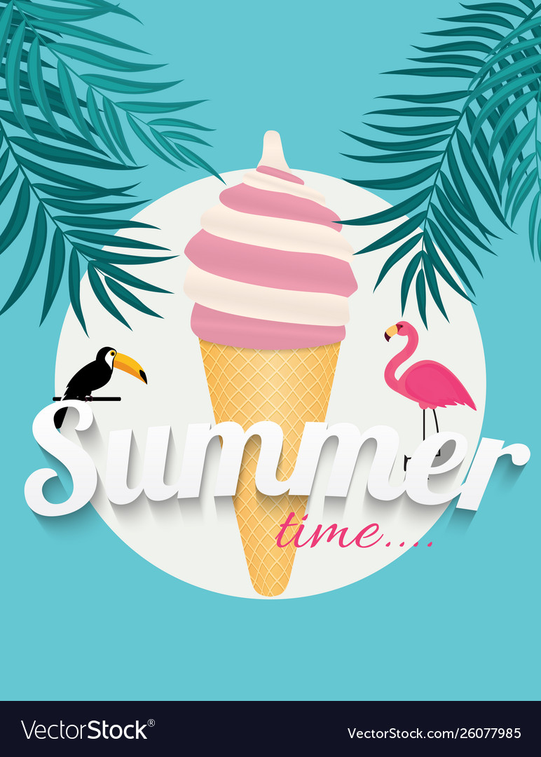 Abstract summer time background with flamingo