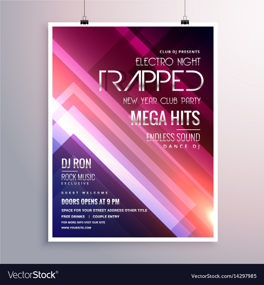 Amazing Shiny Lights Music Flyer Template Vector Image