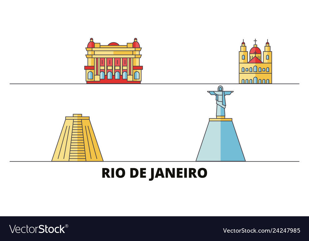 Brazil rio de janeiro flat landmarks Royalty Free Vector