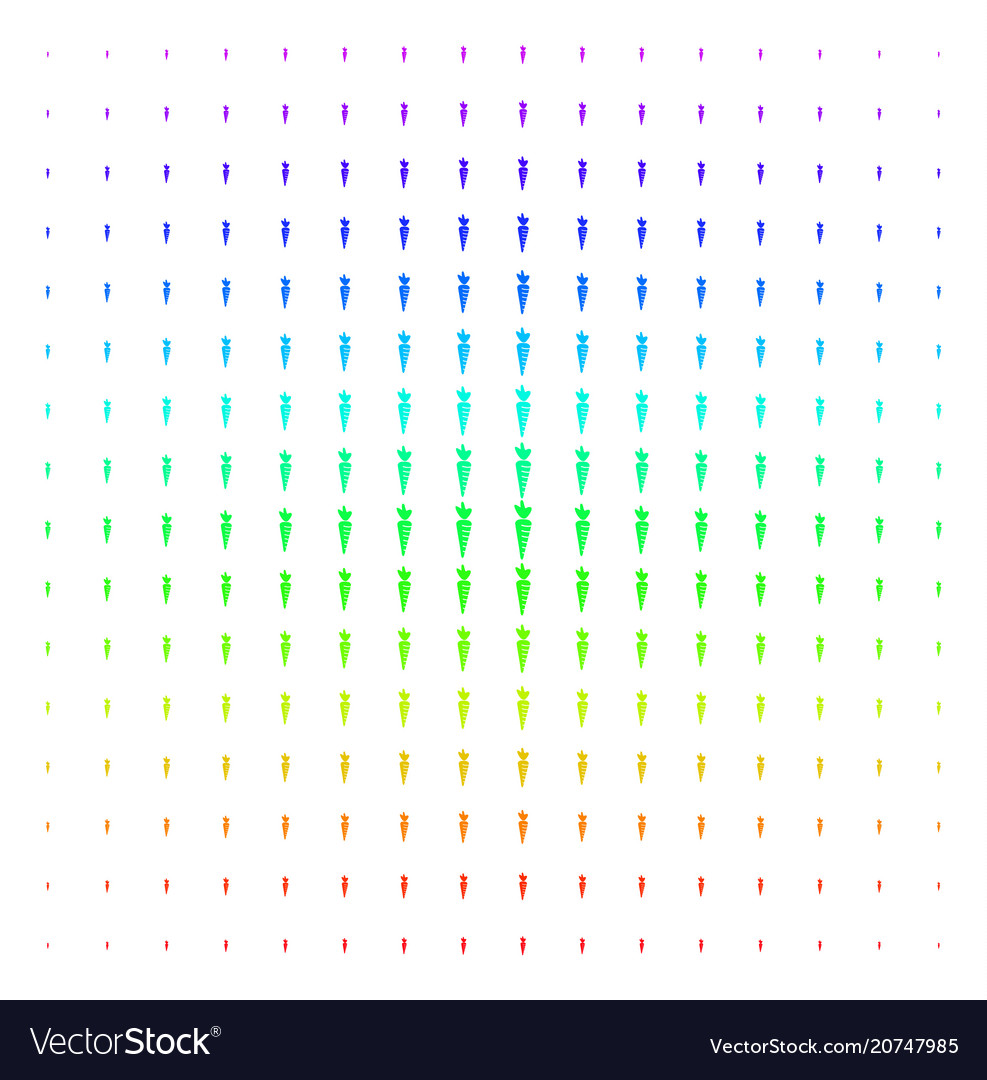 Carrot shape halftone spectrum pattern vector image Carrot shape halftone spectrum pattern