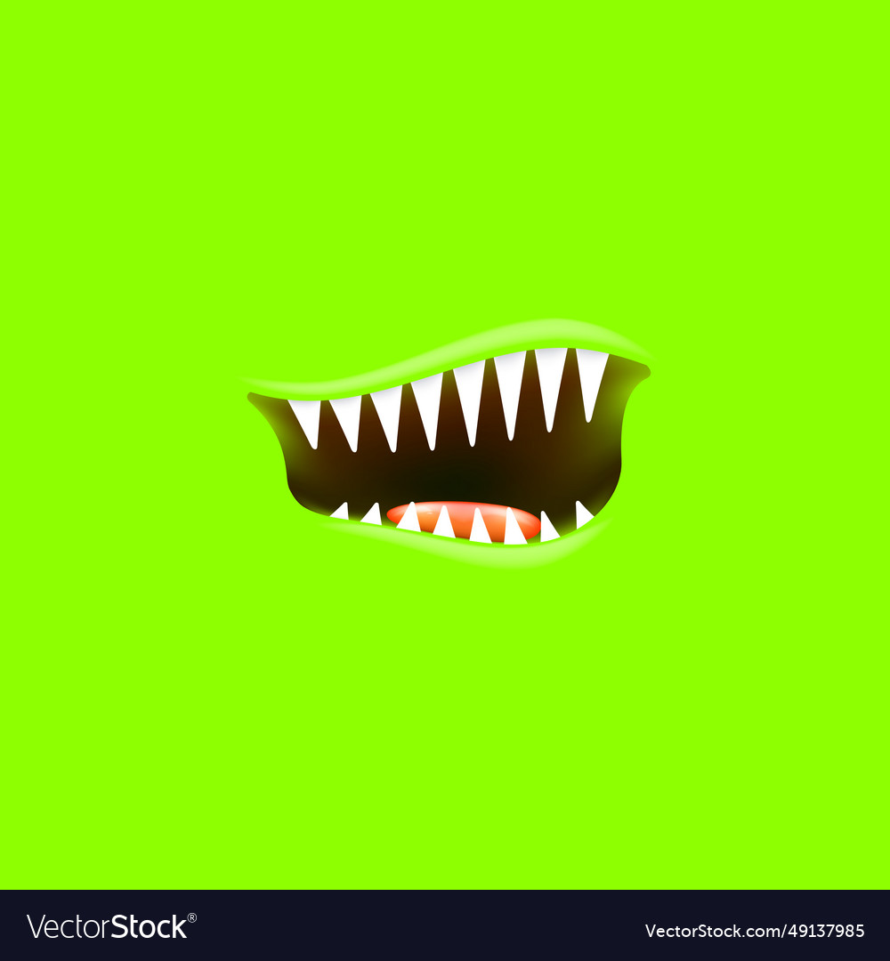 Cartoon open monster shark mouth isolated