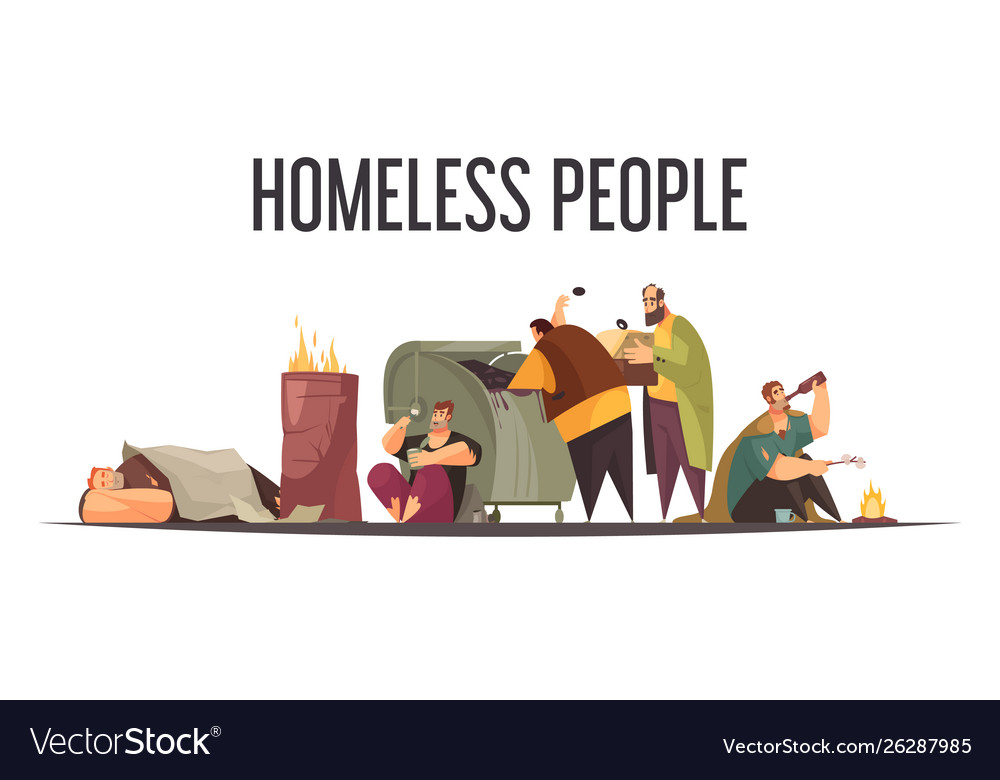 Homeless people composition Royalty Free Vector Image