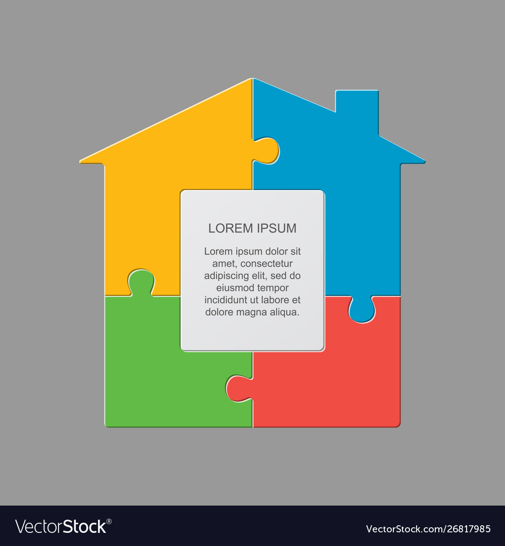 House puzzle jigsaw pieces four option infographic