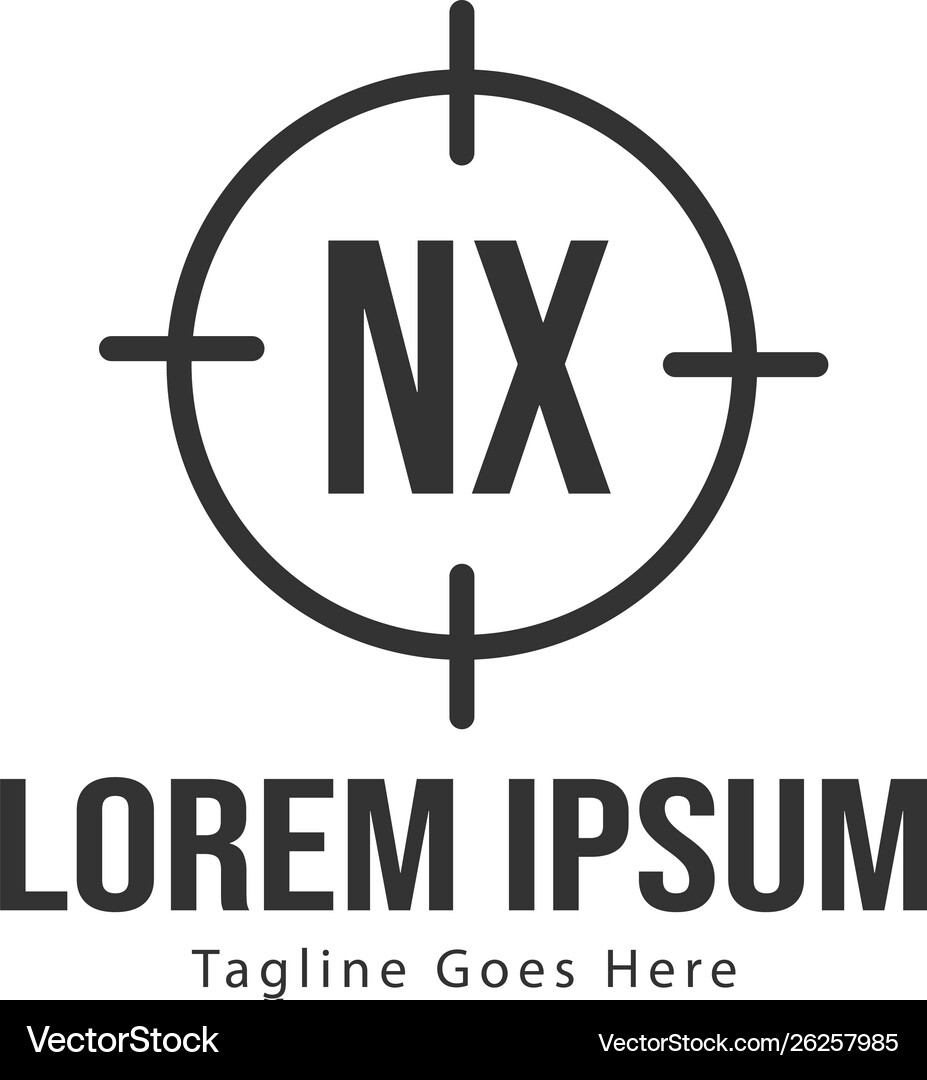 Initial nx logo template with modern frame Vector Image