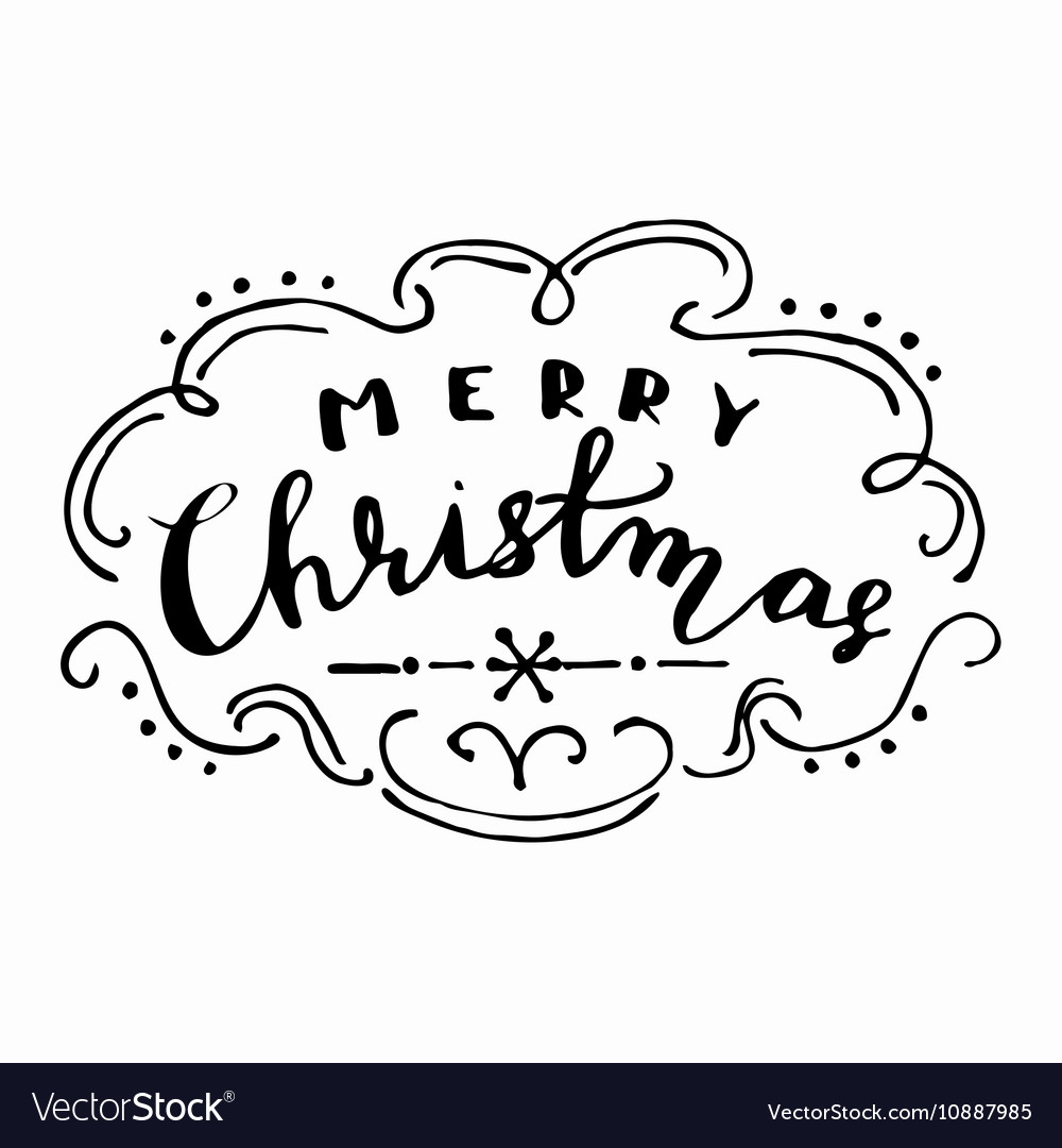 Merry Christmas hand lettering signature Vector Image