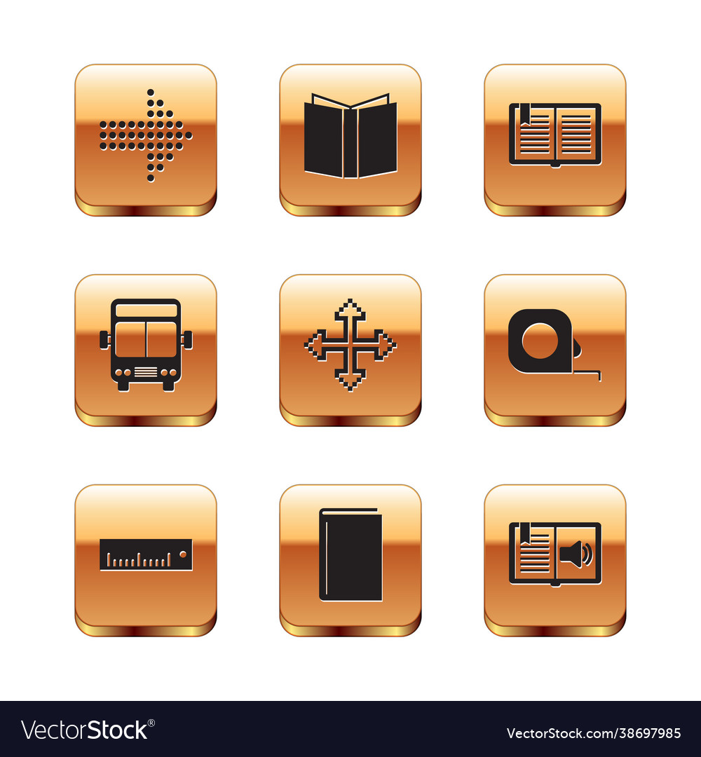Set dots arrow ruler book pixel arrows in four vector image Set dots arrow ruler book pixel arrows in four