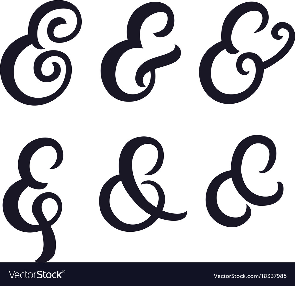 Set hand written ampersands Royalty Free Vector Image