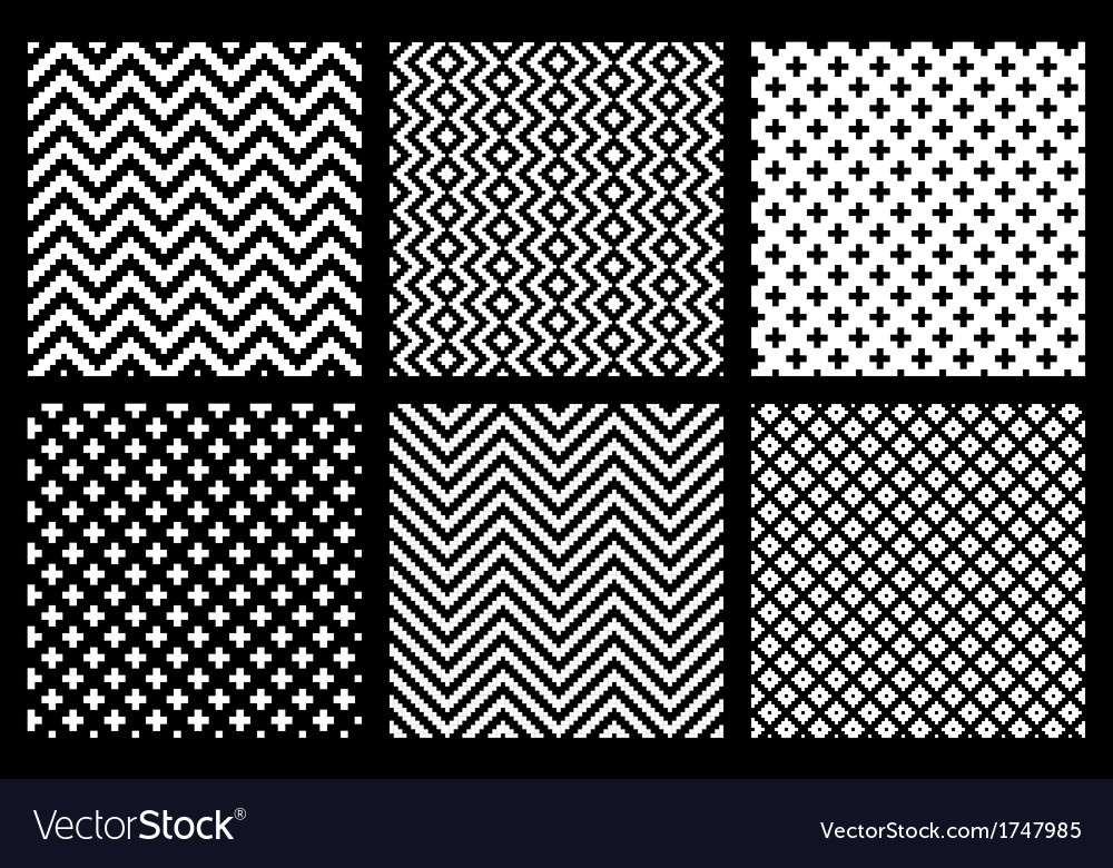 Set of 6 monochrome elegant seamless patterns