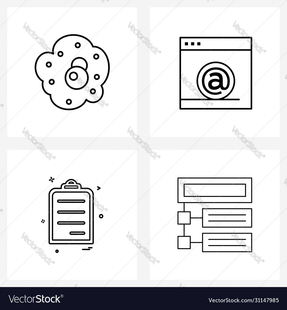Simple set 4 line icons such as egg text