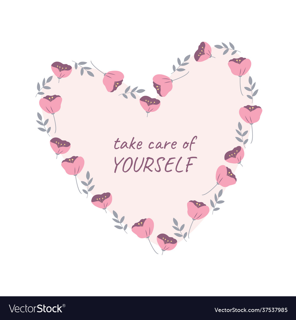 Take care heart with flowers isolated Royalty Free Vector