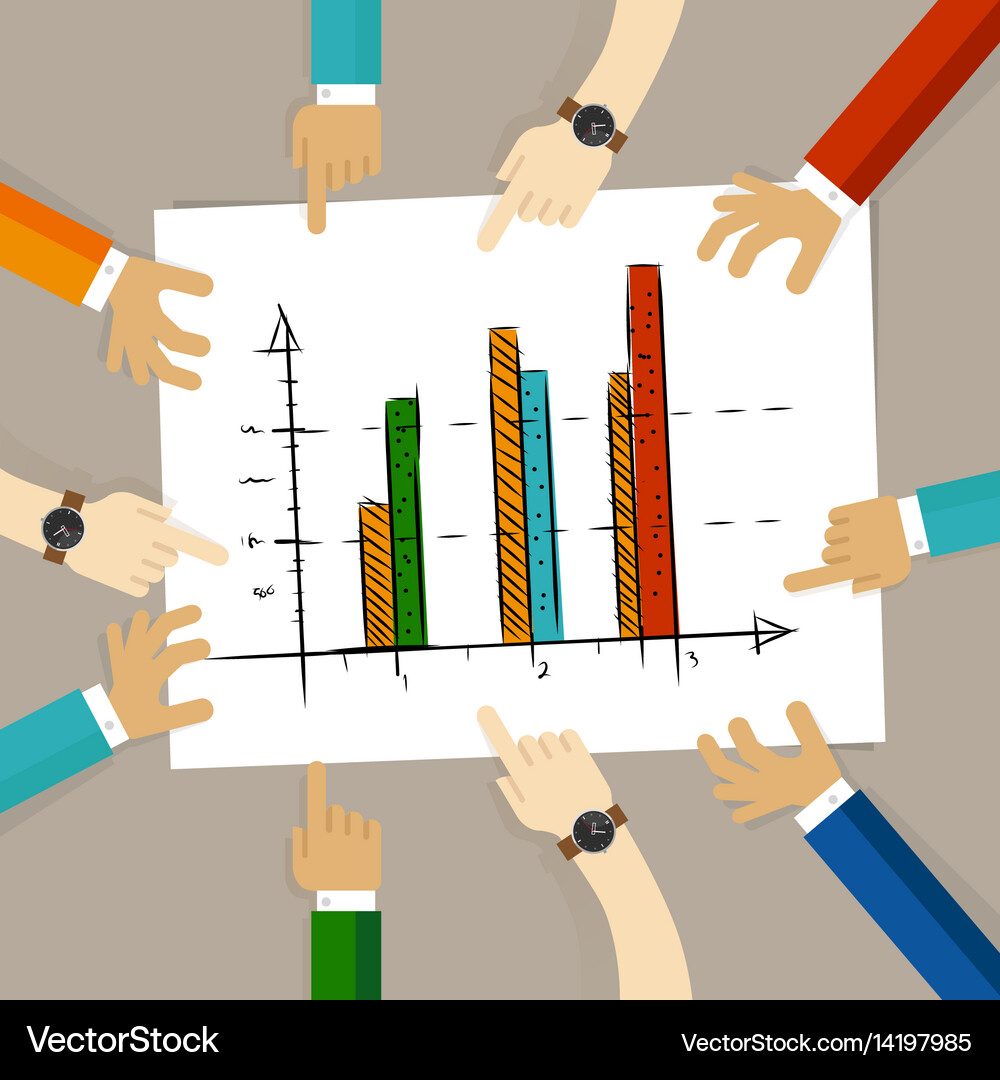 Team Charting Progress on Paper Royalty Free Vector Image