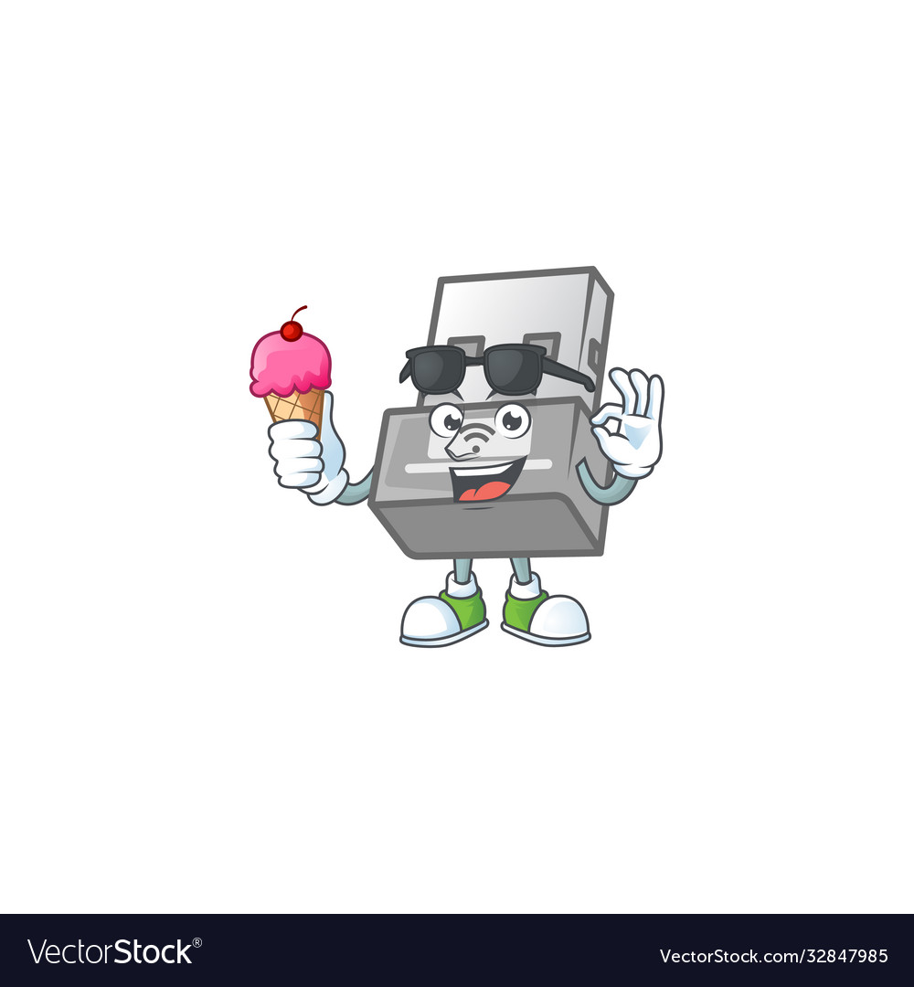 Usb wireless adapter mascot eating an ice cream