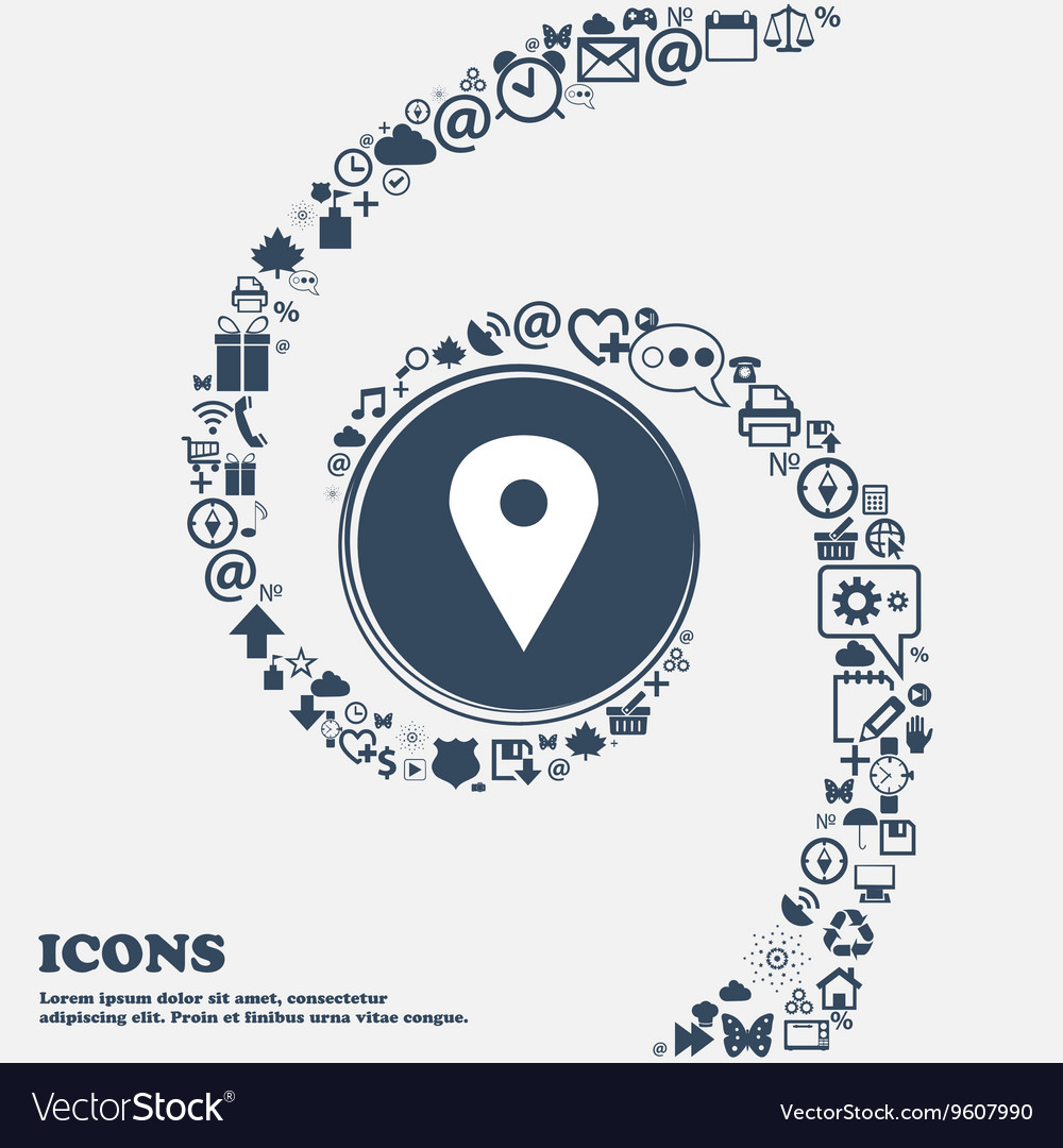 Map pointer gps location icon sign in the center