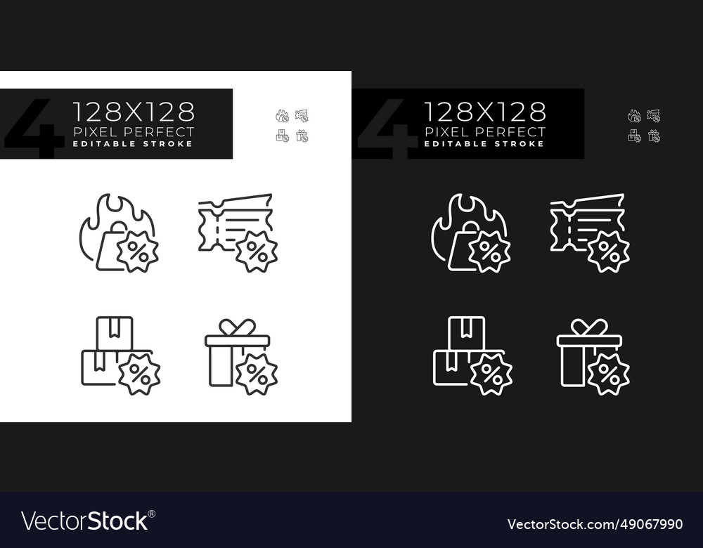 Pixel perfekte dunkle und leichte Rabatte Icons Set