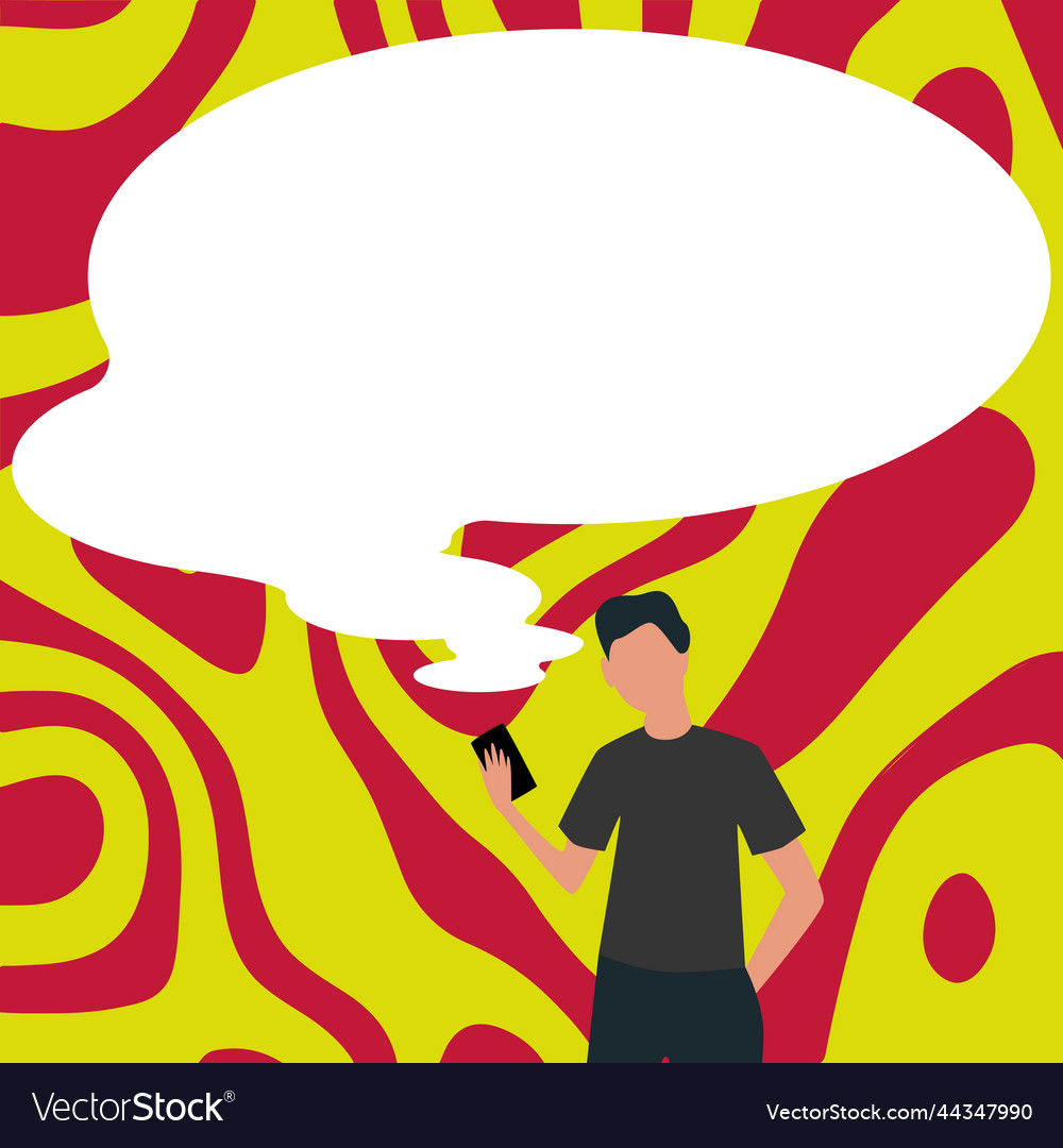 Presenter with conversation bubble showing new vector image Presenter with conversation bubble showing new