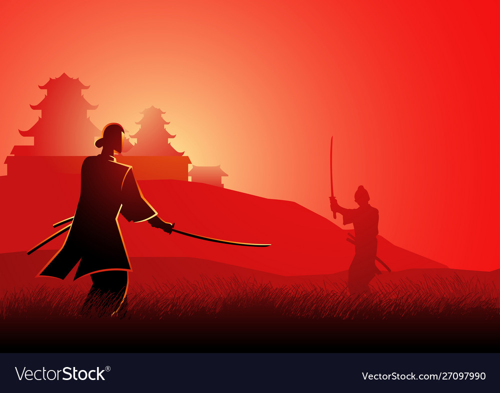 Samurai duel Royalty Free Vector Image - VectorStock