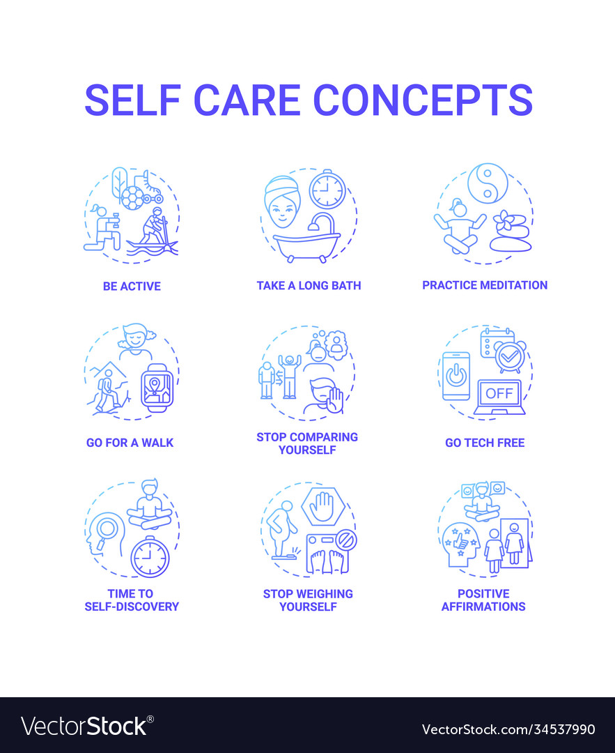 Self care concept icons set Royalty Free Vector Image