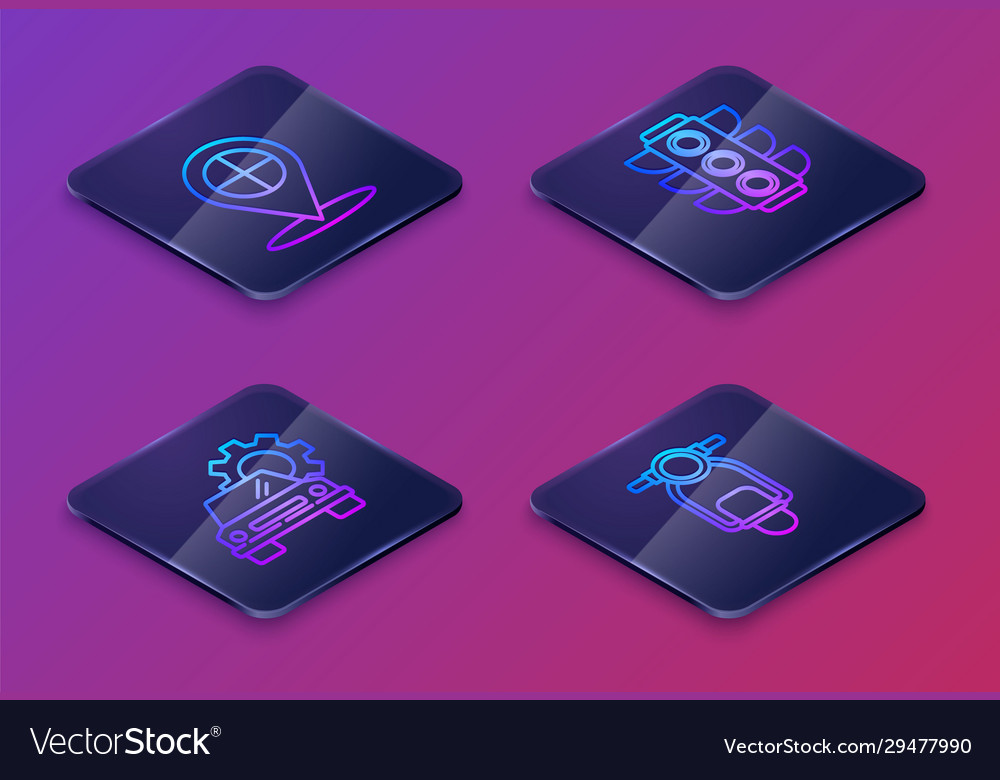 Set isometric line map pointer with taxi car Vector Image Set isometric line map pointer with taxi car