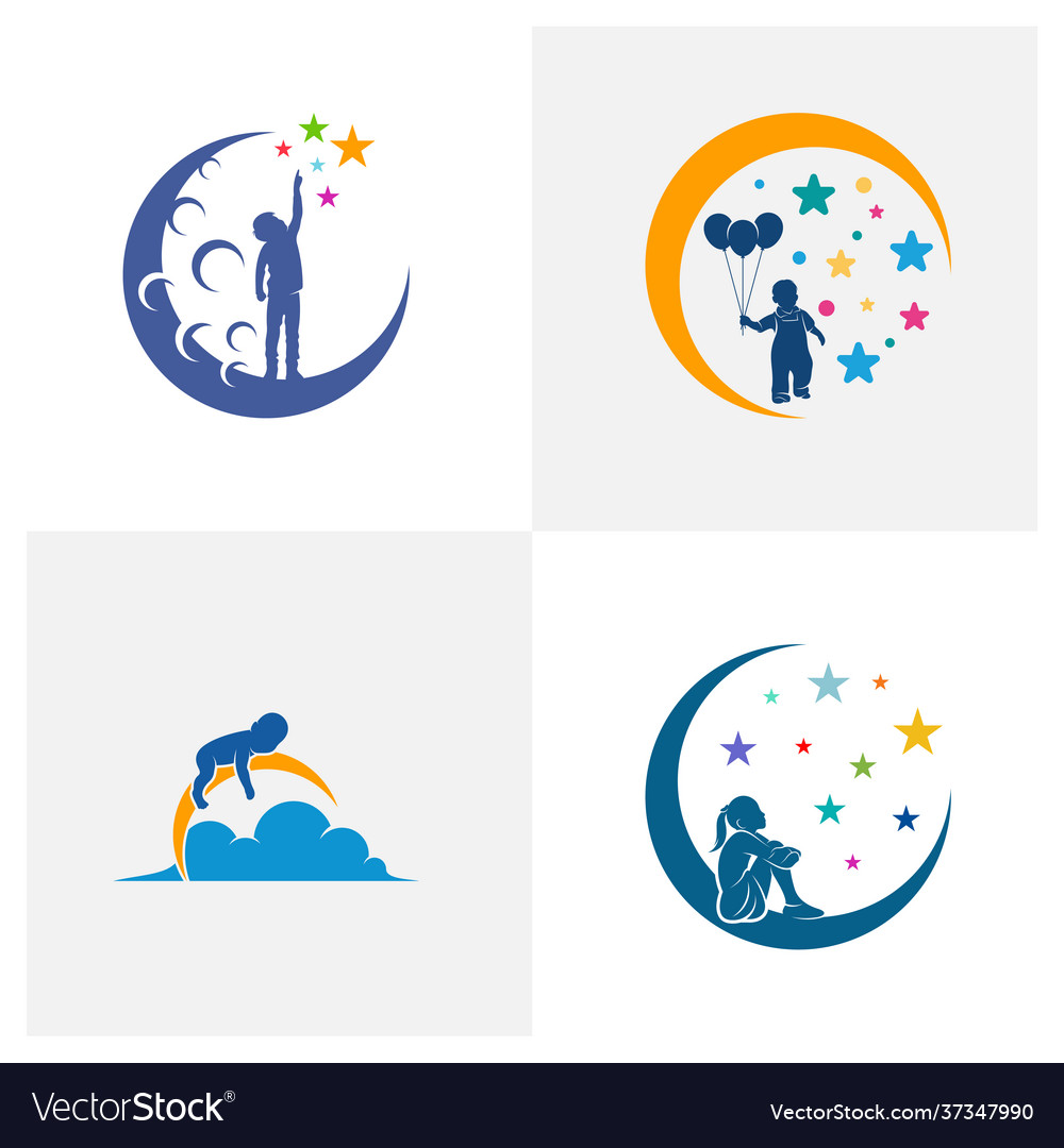 Set kids dream logo design creative