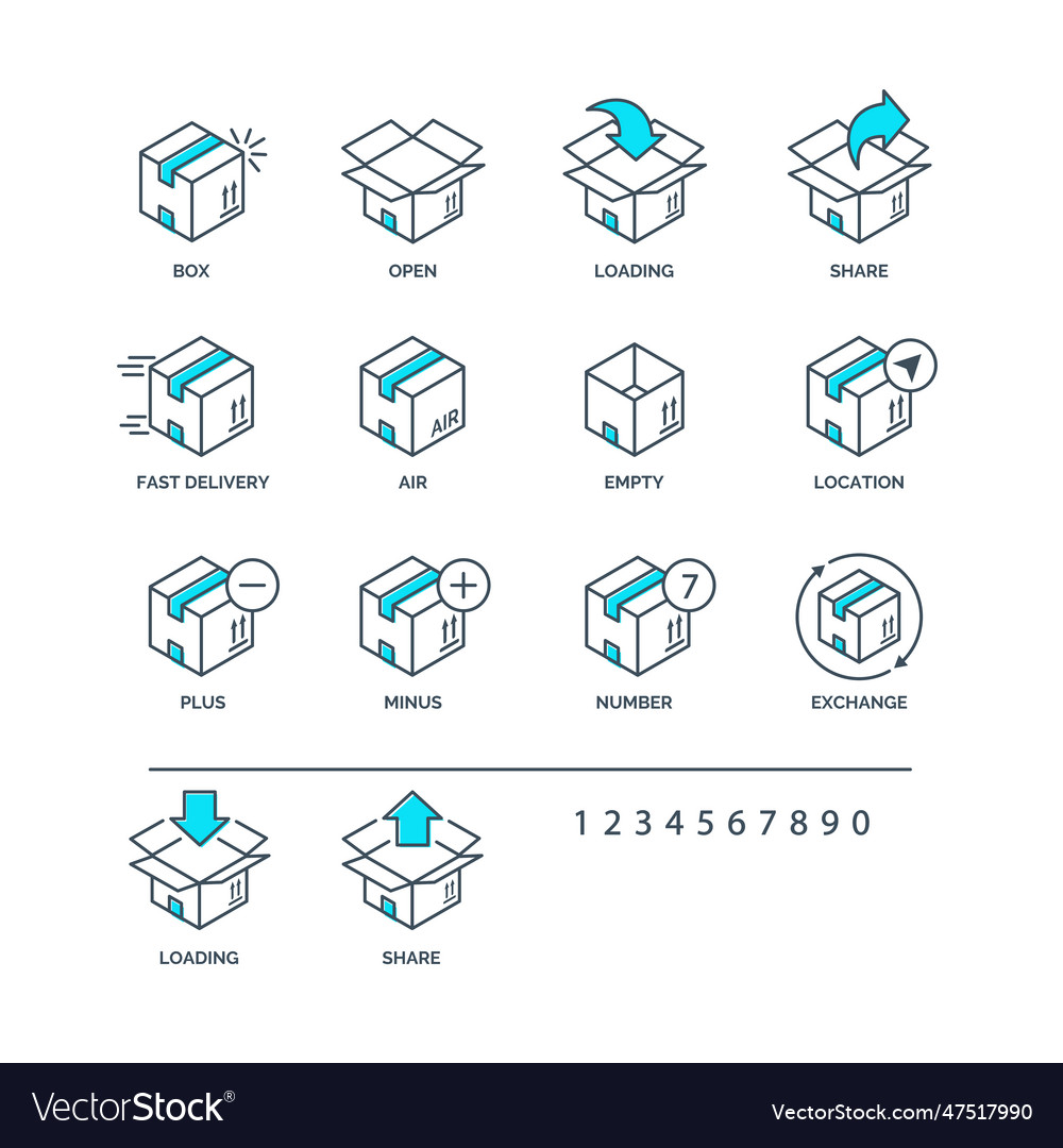 Set of color box icons for delivery and logistic Vector Image Set of color box icons for delivery and logistic