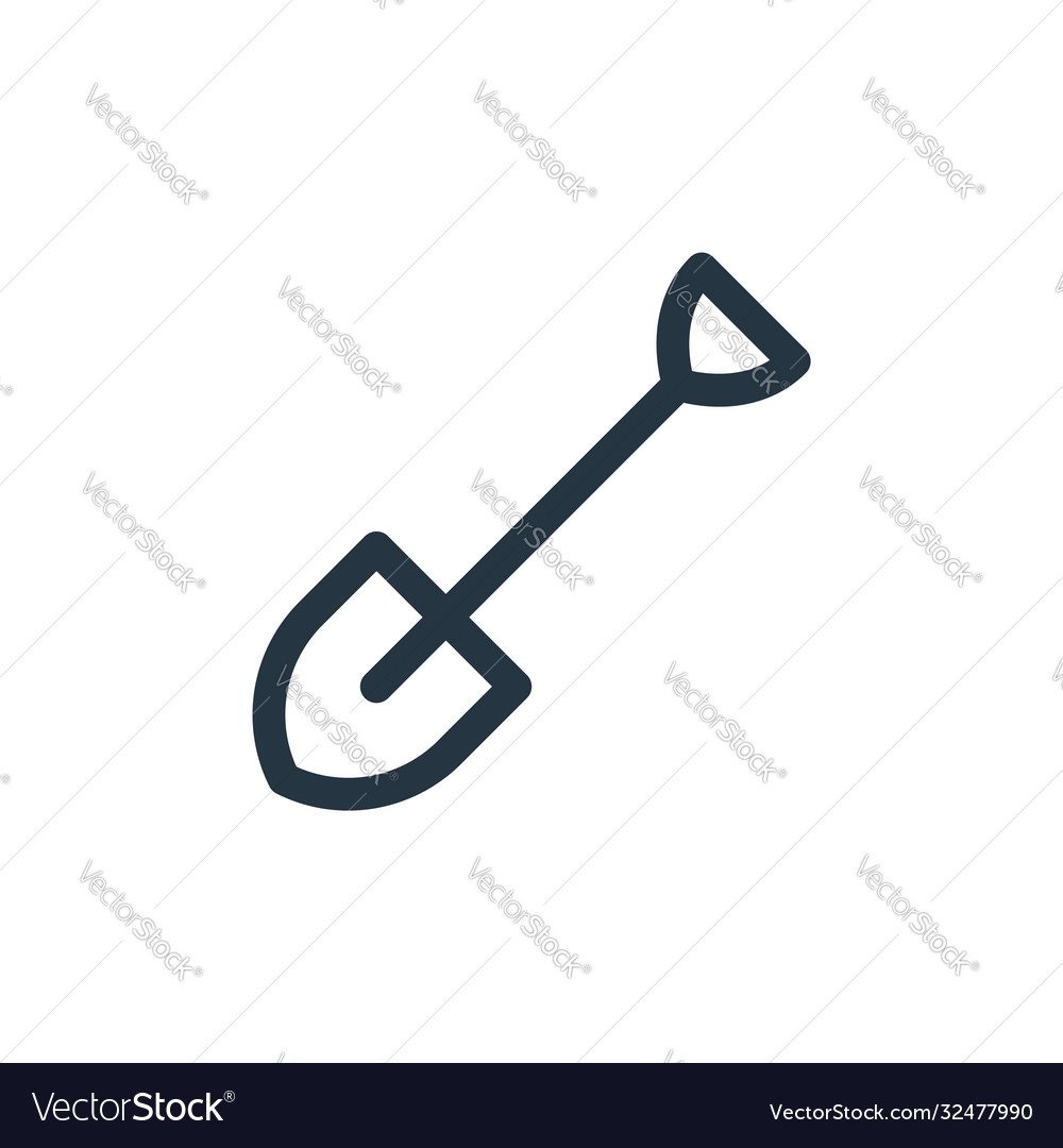 Shovel icon isolated on white background outline