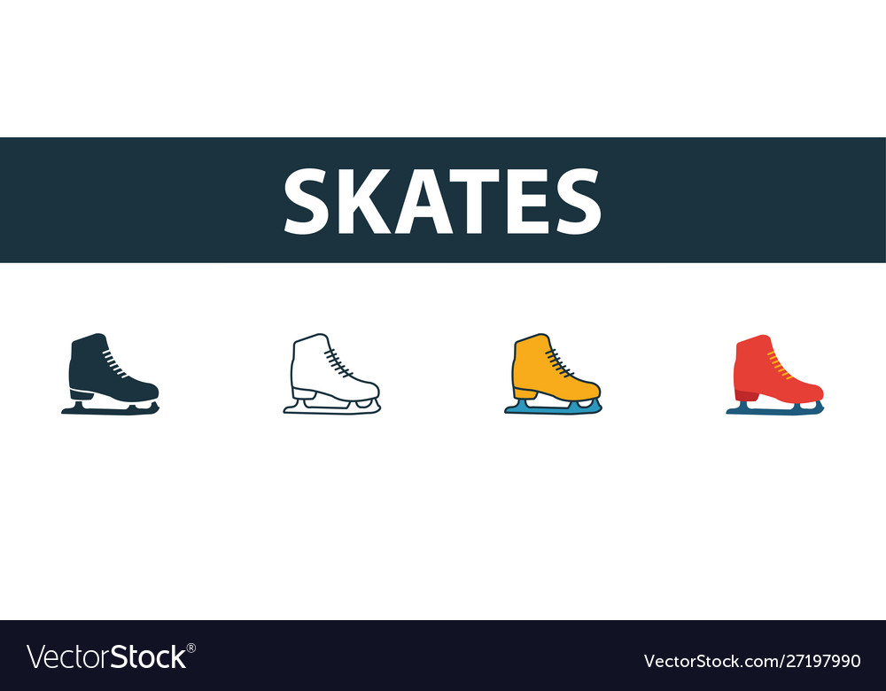 Skates icon set four simple symbols in different