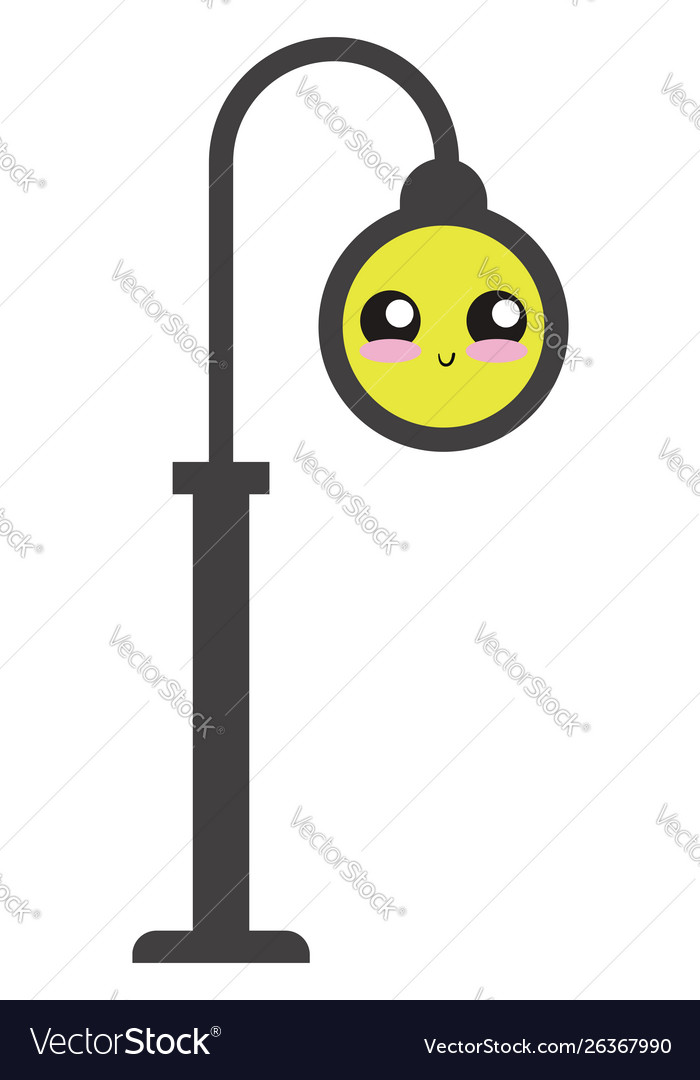 Smiling street lamp on white background