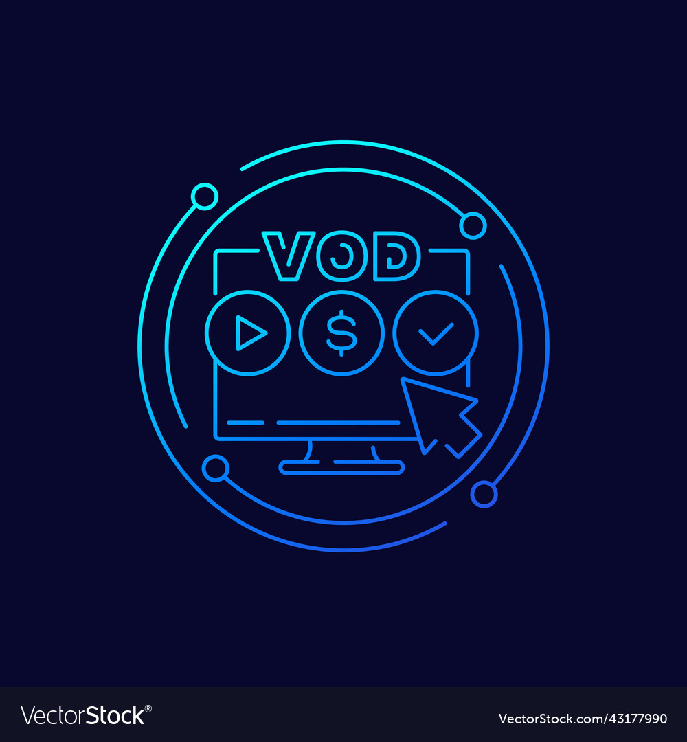 Vod video on demand line icon