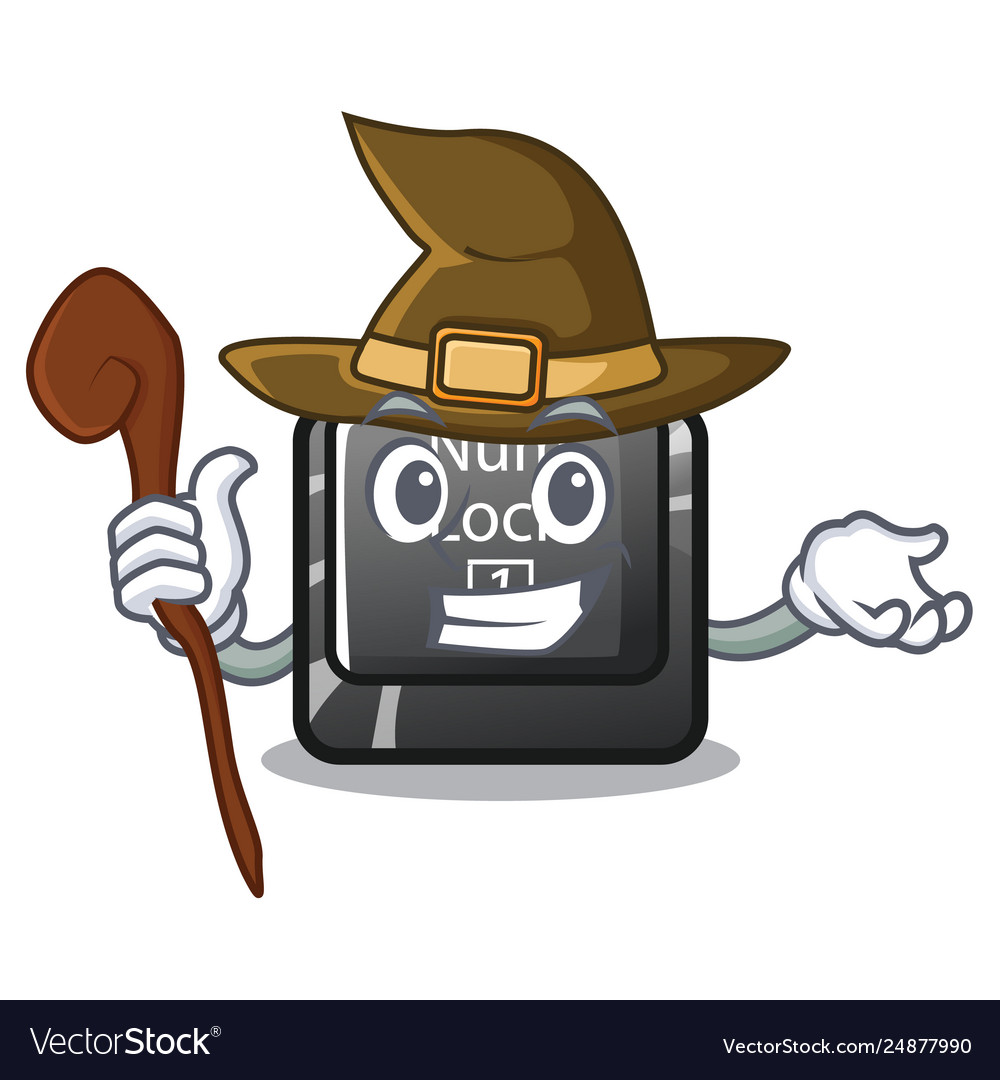 Witch num lock installed on cartoon computer