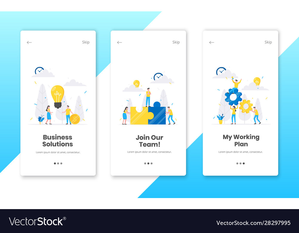 3 Vertical Business Concept Banners Set With Work Vector Image