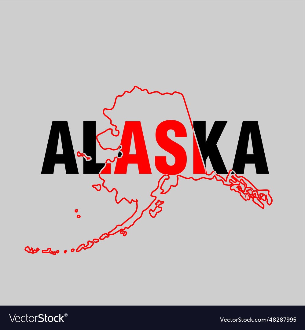Alaska state map typography with red and black vector image Alaska state map typography with red and black